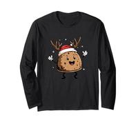 Xmas Pudding with Antler and Christmas Hat Costume Long Sleeve T-Shirt
