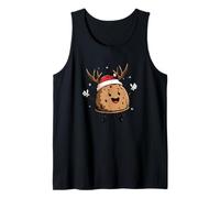 Xmas Pudding with Antler and Christmas Hat Costume Tank Top