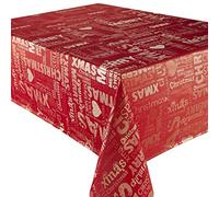 Xmas Red/Gold Words Tablecloth (52x70in-132x178cm Approx)