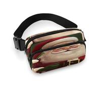 Xmas Santa Claus Fanny Pack Belt Bag with Adjustable Strap Fashion Waist Bag for Outdoor Sports Hiking, white, 20x13cm, Full Printed Waist Bag
