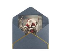 Xmas Santa Claus Print Greeting Card Paper, Half Fold To Cards For Birthday, Wedding, Party.
