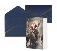 Xmas Santa Claus Print Greeting Card Paper, Half Fold To Cards For Birthday, Wedding, Party.