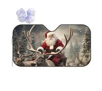 Xmas Santa Claus Printing Car Windshield Sunshade-Thicken Bubble Block Heat and Sun UV Rays,Front Windshield,Sun Visor