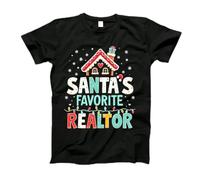 Xmas Santa's Favorite Realtor Estate Agent Merry Christmas Sport Tops Soft Gym T Shirts Classic Mens Tshirt for Lounge Everyday Working S
