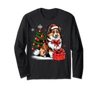 Xmas Sheltie Santa on Christmas Shetland Sheepdog Long Sleeve T-Shirt