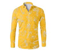 Xmas Shirts for Men UK, Dress Shirts for Men Adult, Funky 3D Printed Dress Shirts Long Sleeve Button Down Slim Fit Blouse Hawaiian Costume Festive Holiday Party