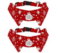 Xmas Snowflakes and Stars Christmas Red Pattern Dog Collar Bowtie, Comfortable Adjustable Dog Bow Tie Collar for Small Boys and Girls Pets