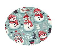 Xmas-Snowman-Kawaii Plush Christmas Tree Skirt, Soft Flannel Christmas Tree Decoration with Red String Ties, Easy to Install Holiday Ornament for Xmas