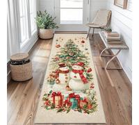 Xmas Snowman Runner Rugs for Hallway 80 x 200 cm Long Washable, Christmas Tree Carpet Runners Non Slip, Kitchen Entryway Hall Bedroom Decor, Soft Low Pile hX&t278