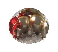 Xmas Star Balls Bell Printed Double-Layer Waterproof Shower Cap - Reusable Spa & Face Mask Bathing Hat for Travel, Home Care & Beauty Routine