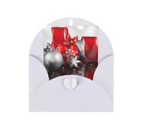 Xmas Star Balls Bell Printing Blank Pearl Paper Greeting Card,Vertical Notecards Designs, Envelopes For Thank You, Invitations