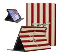 Xmas Tablet Case for Samsung Galaxy Tab S8/S7 Plus 2022/2020 S7 FE 12.4" | Christmas Ribbon Bow Bowknot Stripe Striped Red Pattern Adjustable Flip PU Leather Stand Protective Cover for Women Girls