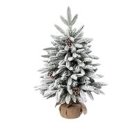 Xmas Tree, 45cm Snow Flocked Artificial Pine Tree with Snow Cedar and Snowflakes Decorations for Home Office Holiday Decor
