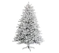 Xmas Tree 6ft Artificial Christmas Pine Tree Unlit Snow Flocked Hinged Metal Stand For Holiday Xmas Indoor And Outdoor Decoration Christmas trees(2.4m)