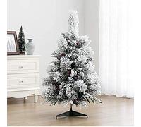 Xmas Tree Artificial Pine Christmas Tree With Dense Branch,Snow Flocked Small Christmas Tree,Tabletop Pvc Realistic Miniature Faux Tree Holiday Decoration-E 90Cm/3Ft Every Family Atmosphere