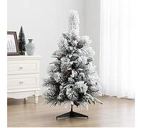 Xmas Tree Artificial Pine Christmas Tree With Dense Branch,Snow Flocked Small Christmas Tree,Tabletop Pvc Realistic Miniature Faux Xmas Tree Holiday Decoration-B 60Cm/2Ft Every Family Atmosphere
