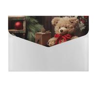 Xmas Tree Branch Bear Doll File Folder, Plastic Accordion File Folders with 6 Pockets, Expanding File Organizer with Snap Closure, Portable Document Paper Organizer, Office Supplies Filing Folders