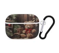 Xmas Tree Branch Bear Doll for Airpod Pro Case Cover Hard Shell Full Drop Protection Cover with Keychain Compatible with AirPod Pro 2nd/1st Generation, Front LED Visible,White