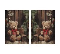 Xmas Tree Branch Bear Doll Passport Holder Passport Wallet PU Leather Passports Protective Cover Slim Travel Accessories