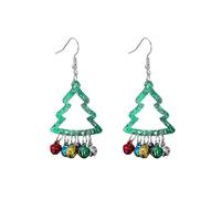 Xmas Tree Colorful Jingle Bell Holiday Ornament Dangle Drop Earrings for Women - Tinkle Bells Charms Dangling Hook Hoops Earring Huggie Acrylic Cute Christmas Festival Party Jewelry Stocking Stuffer