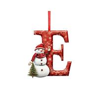 Xmas Tree Decorations, Personalised 26 Letters DIY Hanging Alphabet Decorations with Snowman Xmas Tree Festive Letter Shaped Decor Custom Presents for Holiday