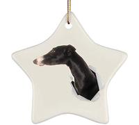 Xmas Tree Decorations With Ribbon Christmas Tree Pendant Funny Ceramic Hanging Christmas Baubles Funny Italian Greyhound Black Coming Out Of Cracked Wall