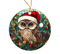 Xmas Tree Ornament Hanging, An Owl Nestled In The Branches Oftrees Tree With Lanyard Christmas Hanging Decoration Christmas Tree Pendant Christmas Tree Decorations 7.3Cm