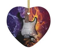 Xmas Tree Ornaments White Ceramic Hanging Accessories Fire Water Guitar Christmas Tree Decorations Bauble Home Decor (Heart Shaped)