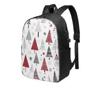 Xmas Tree Snowflake Laptop Backpack Christmas Travel Backpack 17inch Water Resistant Carry on Rucksack with USB Charging Port College Bookbag School Work Bag for Women Men