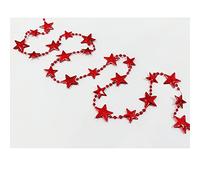 Xmas Tree Wedding Party Decoration Metallic Star Bead Chains Pearls Garland-2.5 Meter (Red)