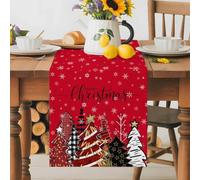 Xmas Tree Winter Snowflake Red Table Runner 72 Inches Long,Table Runners Kitchen Dining Tables Decoration for Home Party Decor, Golden Stars Merry Christmas Tables Runner Wedding Dresser Scarf