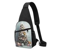 Xmas Tree with Ball Printed Sling Backpacks Casual Crossbody Shoulder Bag Chest Pack for Men Women