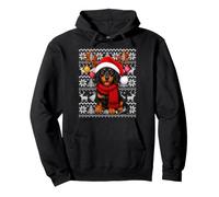 Xmas Ugly Sweaters Festive Santa Dachshund Dog Christmas Pullover Hoodie
