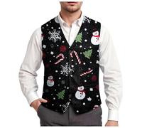 Xmas Waistcoat Men's Festive Designed Waistcoat For Christmas Celebrations, Breathable Fabric & Adjustable Fit, A Standout Piece For Your Holiday Wardrobe (XL)