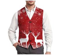 Xmas Waistcoat Men's Festive Designed Waistcoat For Christmas Celebrations, Breathable Fabric & Adjustable Fit, A Standout Piece For Your Holiday Wardrobe (Red-a, XXXL)