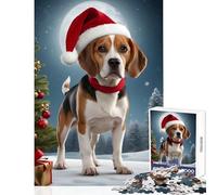 Xmas with Beagle Dog Puzzles for Teenagers 1000 Piece Secret Santa Gifts Difficult Challenge Educational Toy for Ages 14 And over (38x26cm)