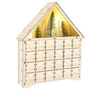 Xmas Wooden Advent Calendar with 24 Drawers LED Lighted Christmas House | Reusable House-Shaped Countdown Calendar for December with 24 Fillable Drawers & Warm Led Lights for Family Traditions Gifts