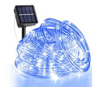 XmasBokeh Solar Rope Lights Outdoor Waterproof, 33FT 135LED Solar String Lights 8 Modes, Flexible Solar Powered Christmas Light for Pool Trampoline Garden Backyard Patio Tree Party Decorations, Blue