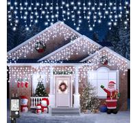 XmasBokeh String Lights Plug Icicle 200LED 5m Cool White 8 Modes Timer Memory 29V Cable 3m