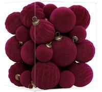 XmasExp 36PCS Velvet Christmas Ornaments Set Mixed Flocked Balls Ornaments Shatterproof Christmas Tree Decorations for Holiday,Party,Home(Burgundy)