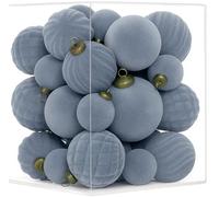 XmasExp 36PCS Velvet Christmas Ornaments Set Mixed Flocked Balls Ornaments Shatterproof Christmas Tree Decorations for Holiday,Party,Home(Light Blue)