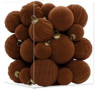 XmasExp 36PCS Velvet Christmas Ornaments Set Mixed Flocked Balls Ornaments Shatterproof Christmas Tree Decorations for Holiday,Party,Home(Brown)