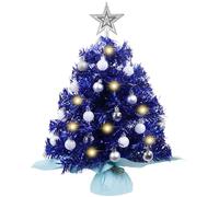 XmasExp Mini Christmas Tree with Lights Blue Small Christmas Tree Artificial Tabletop Xmas Decor Holiday Decoration for Home, Office, Party