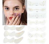XMASIR 10 Pcs Glitter Freckles Tattoo, Gold Makeup Patches Face Tattoo, Glow Up Fake Sparkle Temporary Faux Freckles Stickers for Women Girls Halloween Festival and Party