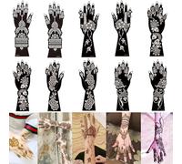 XMASIR 10 Sheets Temporary Tattoo Stencils Kit, Large Indian Arabian Tattoo Templates for Women Girls Hand Forearm