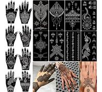 XMASIR 16 Sheets Tattoo Stencil Temporary Tattoo kit, Reusable Tattoo Stencils Indian Arabian Self Adhesive for Women