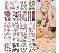 XMASIR 20 Sheets Flower Tattoos Stickers, Colorful Temporary Tattoos Kit