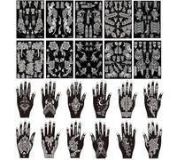 Xmasir 24 Sheets Temporary Tattoos Airbrush Tattoo Stencils Indian Flower Body Art Tattooing Template