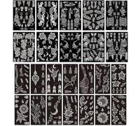 Xmasir 24 Sheets Temporary Tattoos Stencils, Flower Tattoos Template Hands Forearm Body Art Tattoos for Girls Women Wedding and Party