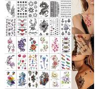 XMASIR 30 Sheets 300 Styles Temporary Tattoos Sticker Butterfly Stickers Purple Violet Lavender Fake Tattoos Temporary For Girl Kids Hand Face Ankle Neck Tatoos Stickers